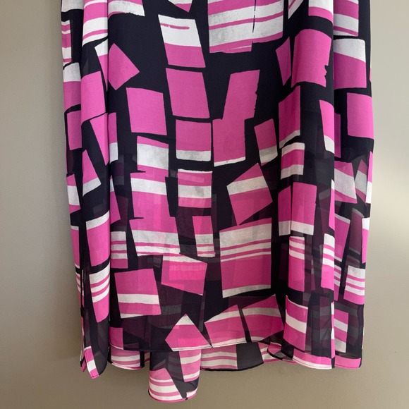 Nic + Zoe Block Party Dress Maxi Midi Pink Black Grey Geometric Print Flowy 2X - Picture 16 of 16